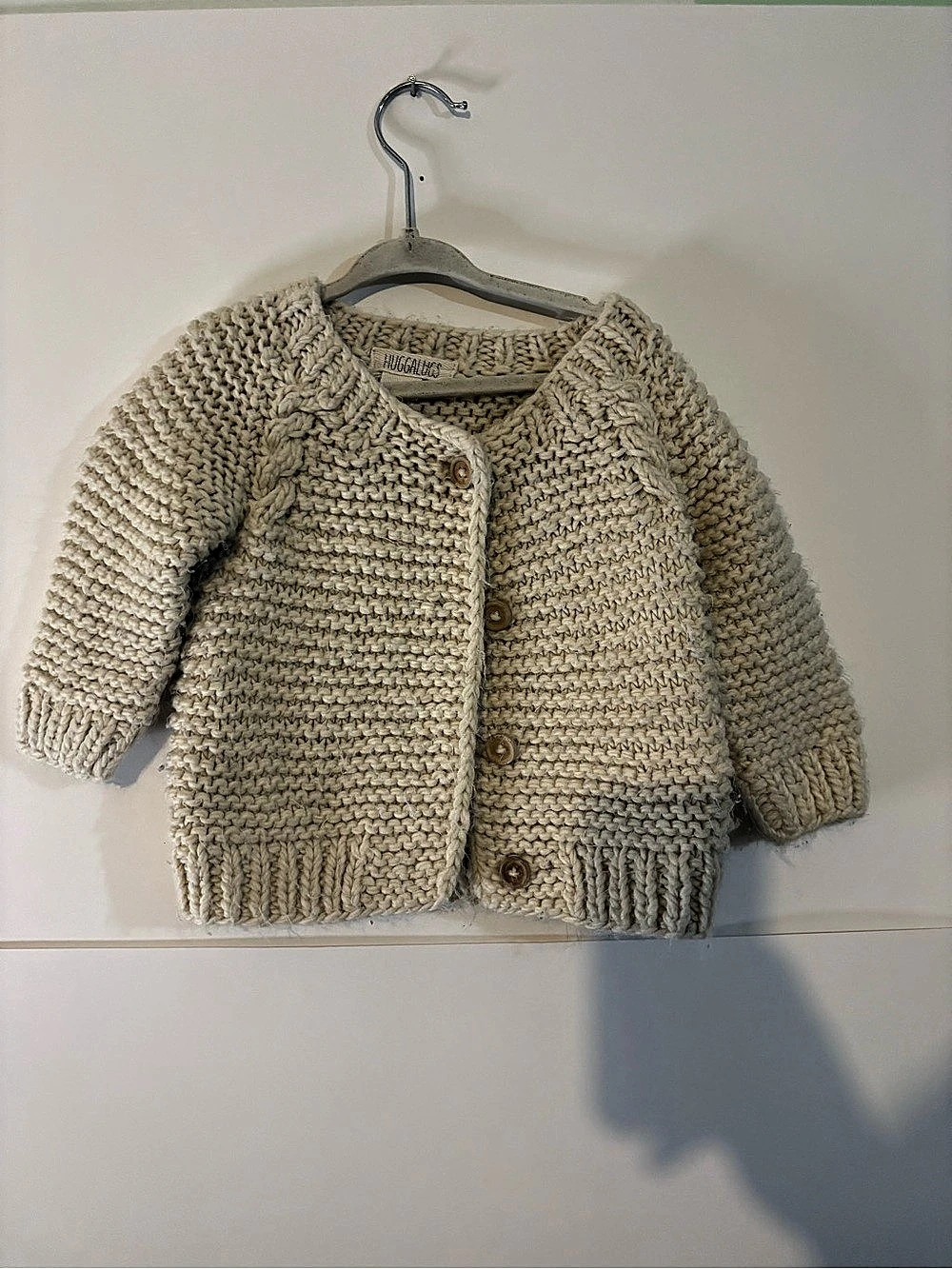Huggalugs Cream Knit Cardigan 18-24M L